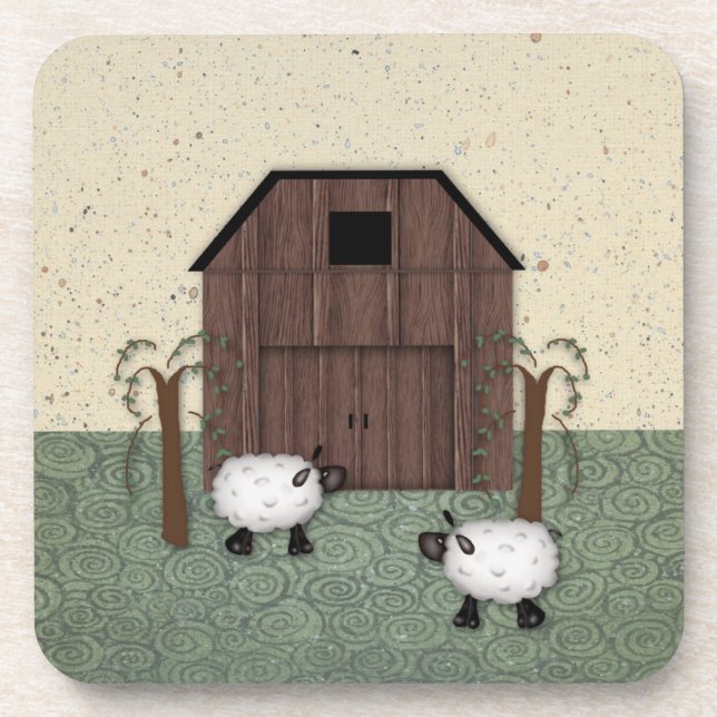 Barn Sheep Cork Coaster (Front)
