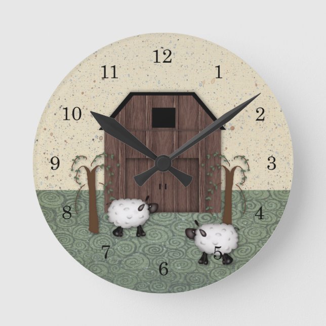 Barn Sheep  Wall Clock (Front)