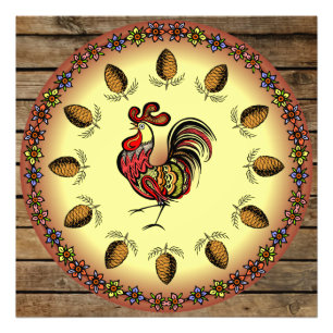Barn Sign ~ Hex Sign ~ Rooster ~ Pine Cones ~