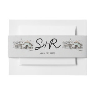 Barn Sketch Wedding Belly Band Invitation Belly Band