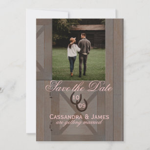 Barn Stable Doors Save the Date with Photo Invitation
