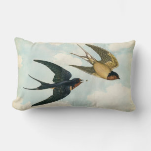 Barn Swallow Bird Eat a Bug Nature Flight Aged Lumbar Pillow