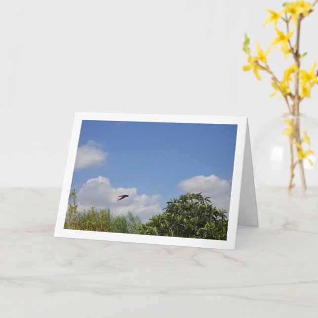 Barn Swallow Country Portrait Card (Yellow Flower)