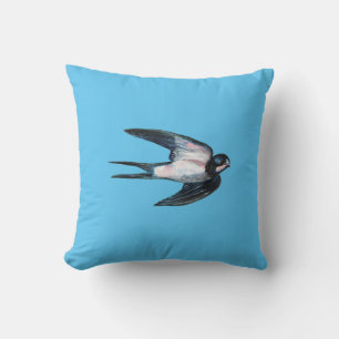 Barn Swallow Flying Illustration Throw Pillow