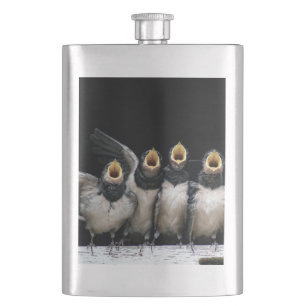 Barn Swallow Singing Hip Flask