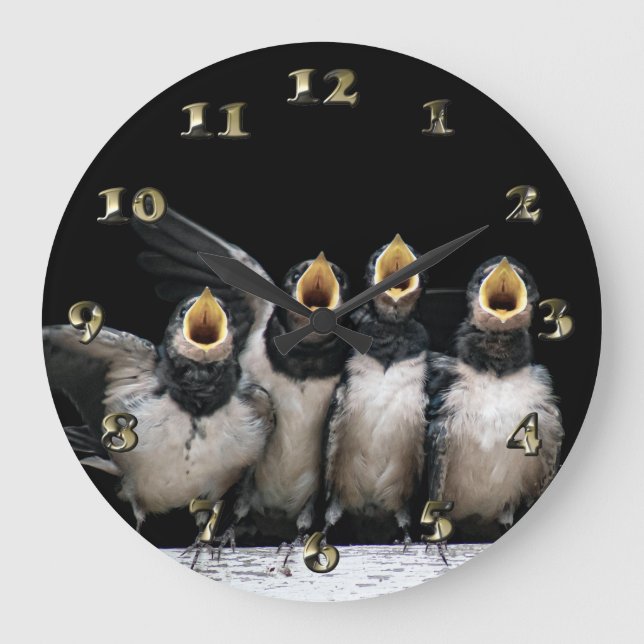 Barn Swallow Singing Large Clock (Front)