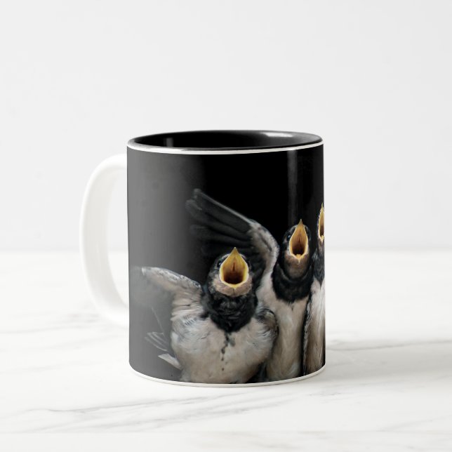Barn Swallow Singing Two-Tone Coffee Mug (Front Left)
