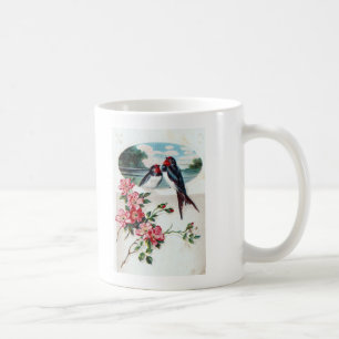 Barn Swallows and Pink Flowers Coffee Mug