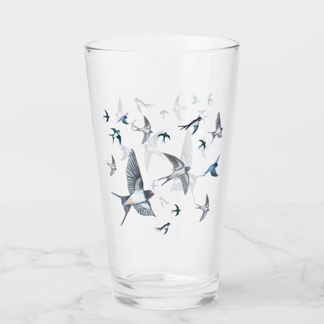 Barn Swallows Freedom Flight Illustration Glass (Front)