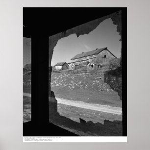 Barn through Broken Screen of Old Cookhouse Poster