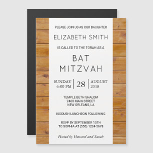 Barn Wall, Wooden Boards, Rustic Bat Mitzvah Magnetic Invitation