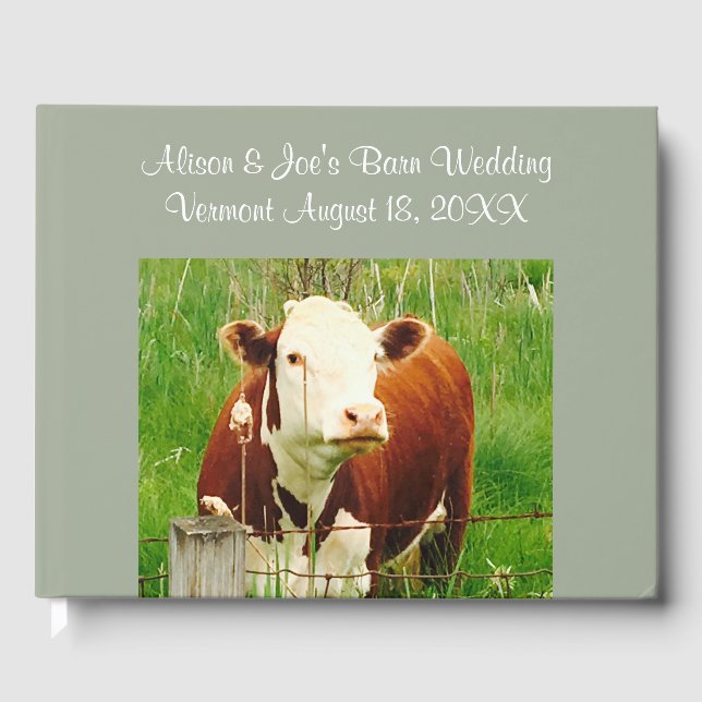Barn Wedding Cow Couple (Names) Guestbook (Front)