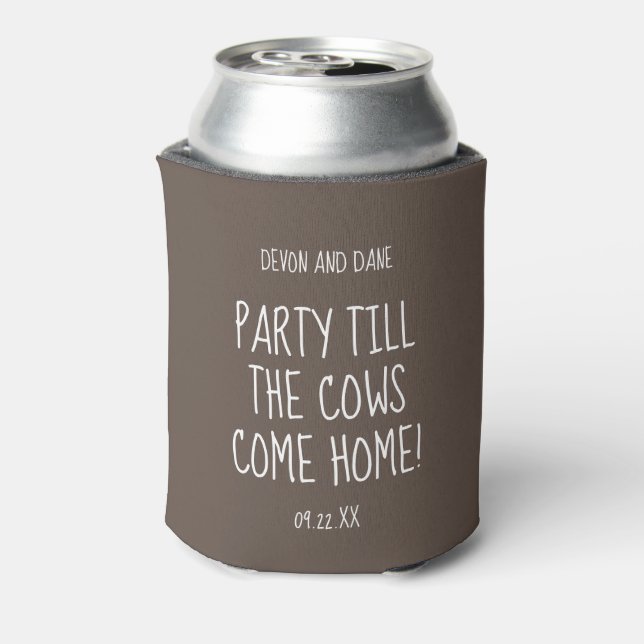 Barn Wedding Engagement Anniversary Can Cooler (Can Back)