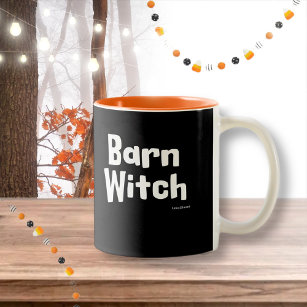 Barn, witch, funny, halloween, horse, mom, equestr Two-Tone coffee mug
