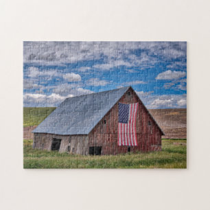 Barn with American Flag   Colfax, Washington Jigsaw Puzzle