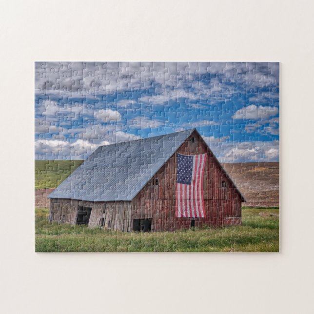 Barn with American Flag | Colfax, Washington Jigsaw Puzzle (Horizontal)