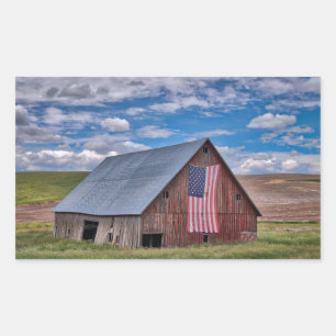 Barn with American Flag   Colfax, Washington Sticker