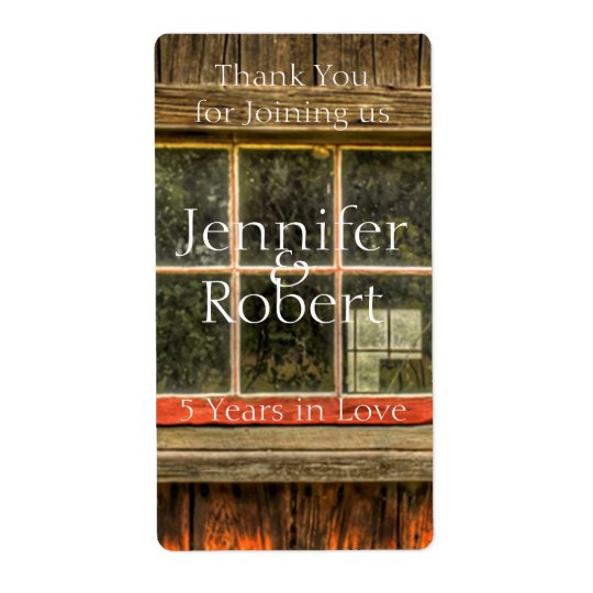 Barn Wood 5th Anniversary Wine Label Shipping Label