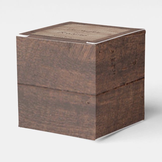 Barn Wood and Birch Country Wedding Favour Box (Front Side)