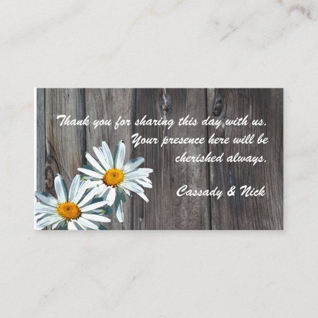 Barn Wood and Daisies Seating Cards (Front)