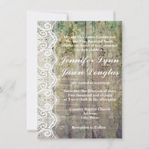 Barn Wood and Lace Rustic Wedding Invitations
