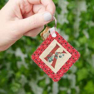 Barn Wood & Bandana Letter K   Keychain