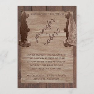 Barn Wood Bears Country Wedding Invitation