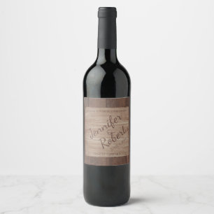 Barn Wood Bears Country Wedding Wine Label