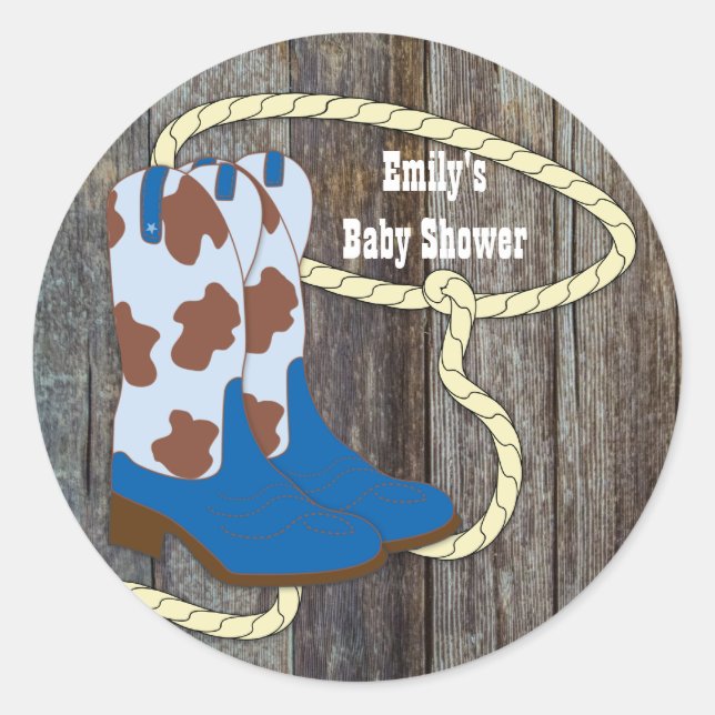 Barn Wood Black Blue Cowboy Boots Cowboy Stickers (Front)