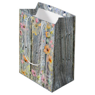 Barn-wood botanical wildflowers Medium Gift Bag