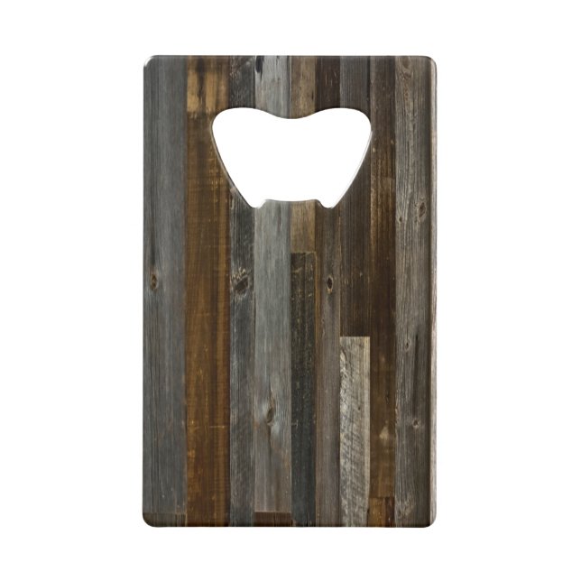 Barn Wood Bottle Opener Credit Card Size Credit Card Bottle Opener (Front)