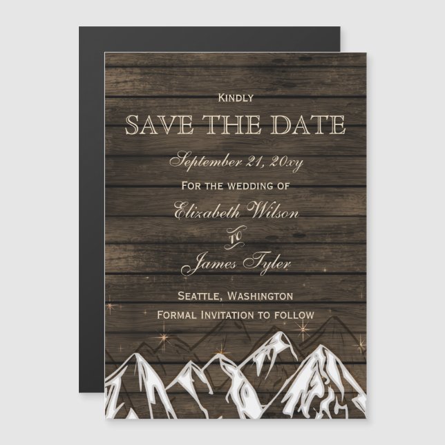 Barn wood Camping Rustic Mountains Save the Date Magnetic Invitation (Front/Back)
