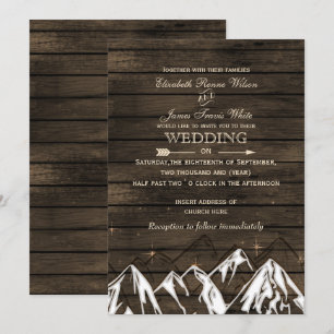 Barn wood Camping Rustic Mountains Wedding Invitation
