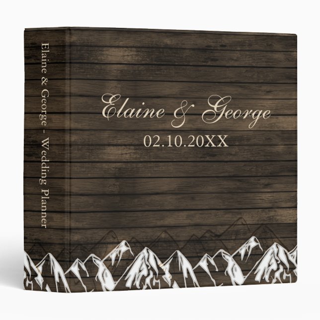 Barn wood Camping Rustic Mountains wedding Planner Binder (Front/Spine)