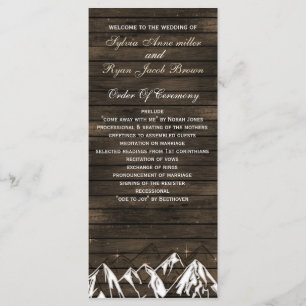 Barn wood Camping Rustic Mountains wedding program