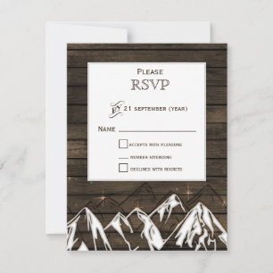 Barn wood Camping Rustic Mountains Wedding rsvp Card