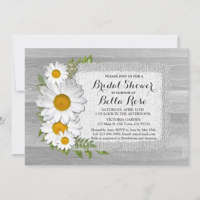 Barn wood daisies bridal shower invites daisy2 (Front)