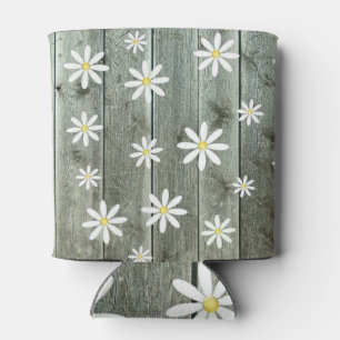 Barn wood Daisy Can Cooler