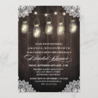 Barn Wood dentelle Mason Jar Invitations de douche