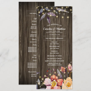 Barn Wood Fall Flowers Wedding Program