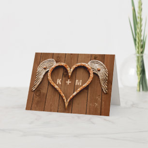 Barn Wood Heart Custom Monograms Valentine's Day Holiday Card