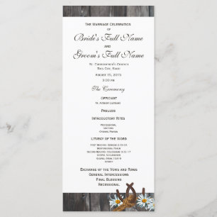 Barn Wood Horseshoes and Daisy Wedding Program