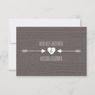 Barn Wood Inspired White Arrows Wedding R.S.V.P. RSVP Card
