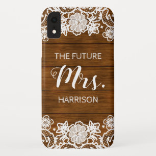 Barn Wood Lace Future Mrs. Rustic Engagement iPhone XR Case