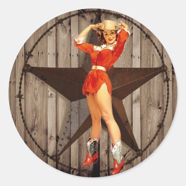 Barn wood Lone Star western country Cowgirl Classic Round Sticker (Front)