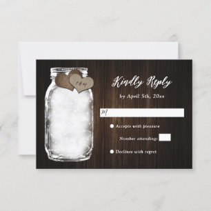 Barn Wood Mason Jar Lights Mariage Carte RSVP