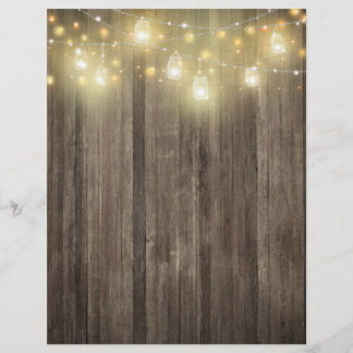 Barn Wood & Mason Jar Lights Scrapbook Paper