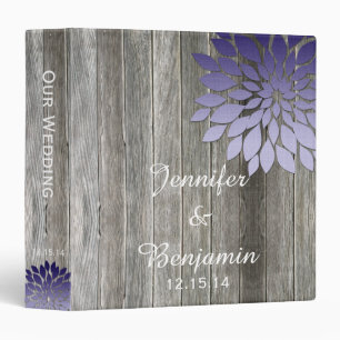 Barn Wood Modern Purple Petals Wedding Photo Album Binder