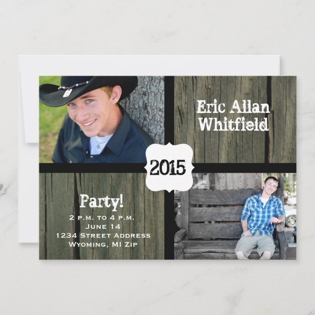 Barn Wood Photo Graduation Announcement Invitation (Front)