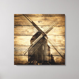 barn wood primitive farm western country windmill canvas print